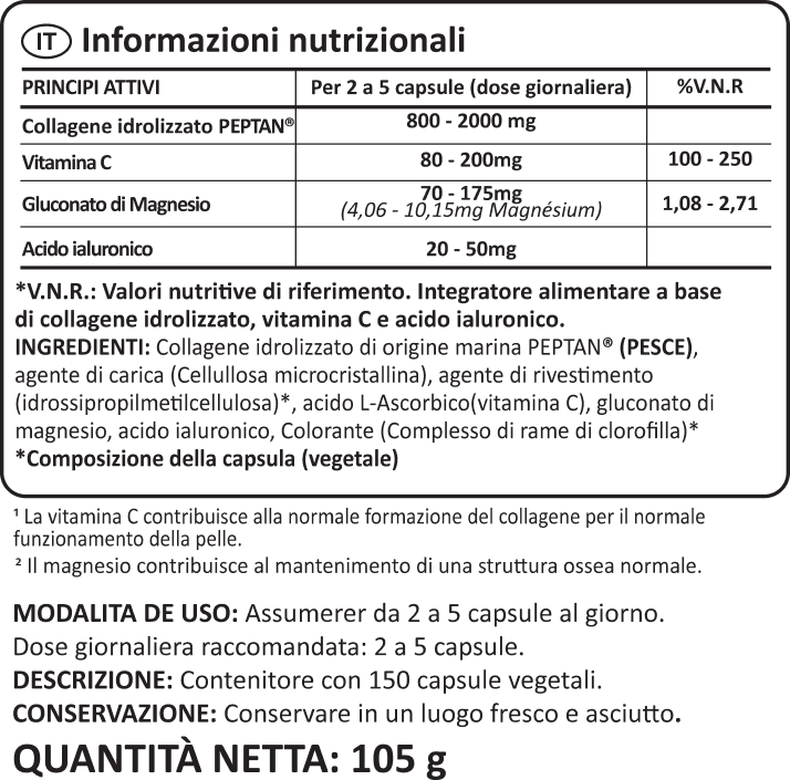 Collagene marino: con acido ialuronico 150 benefits