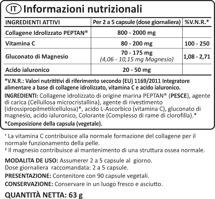 Collagene marino: con acido ialuronico 150 benefits