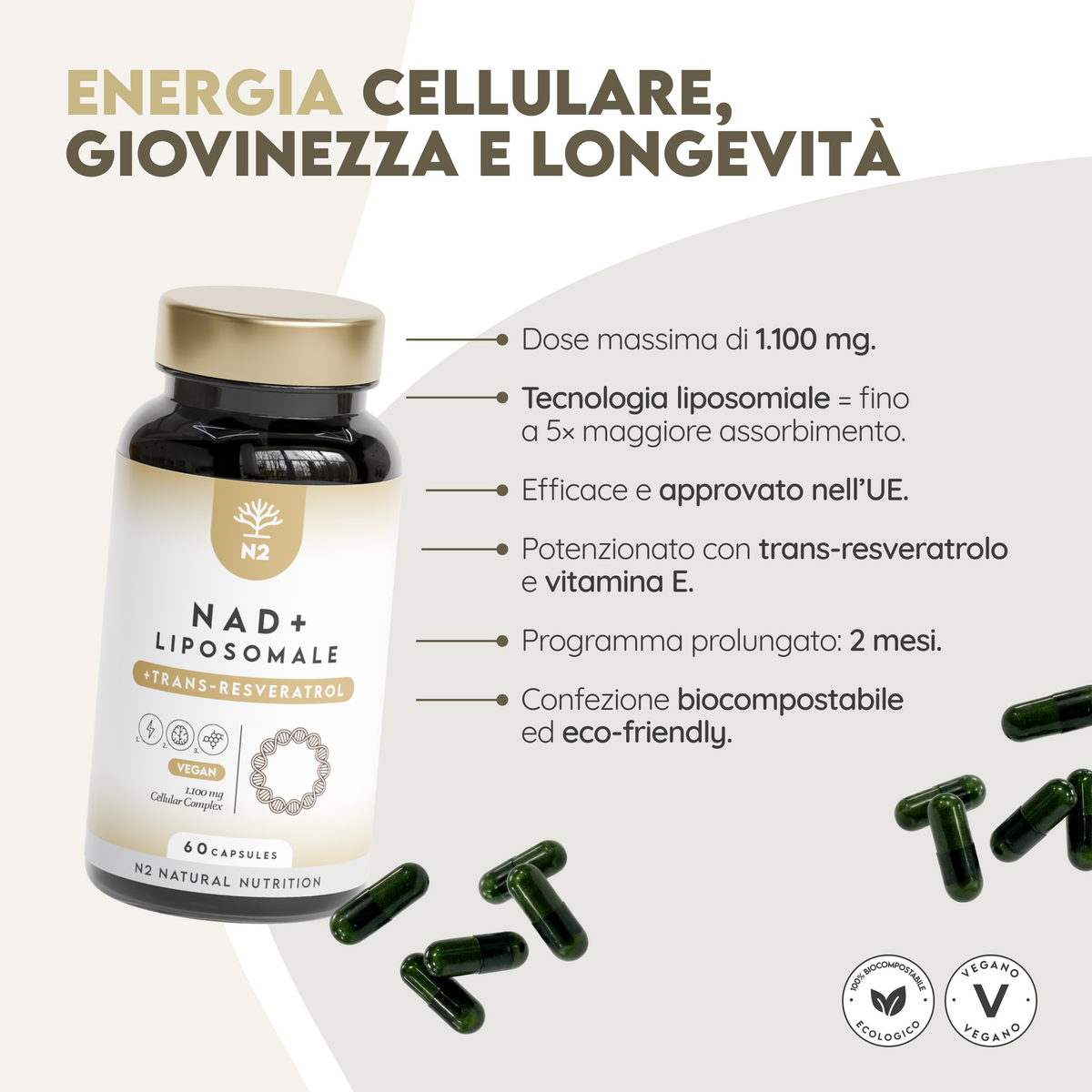 NAD+ Liposomiale: energia cellulare e longevità