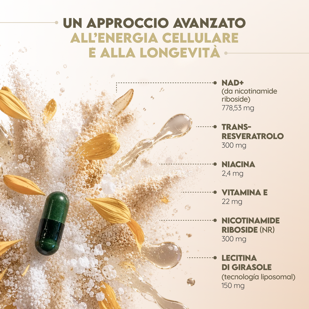 NAD+ Liposomiale: energia cellulare e longevità