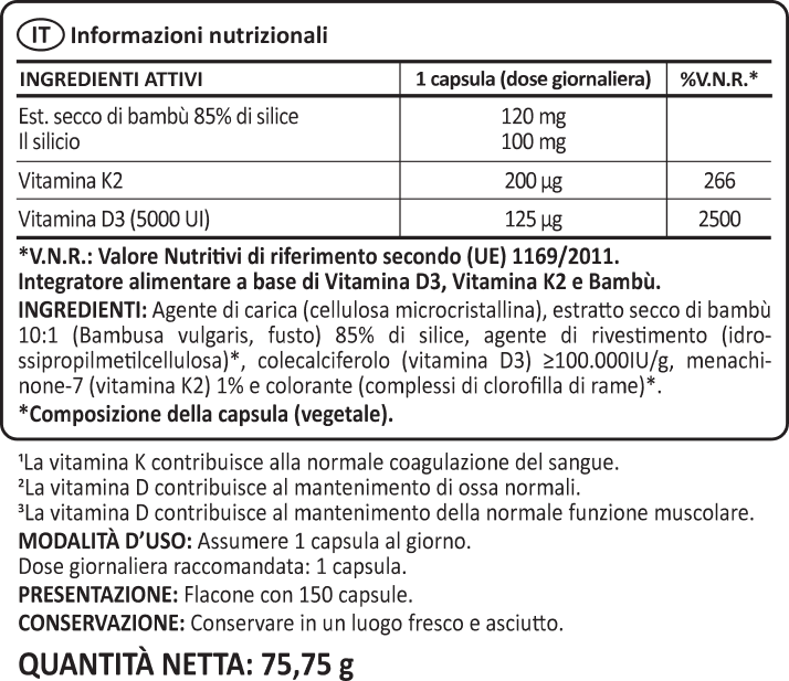 Vitamina D3 + K2 + Bambú benefits